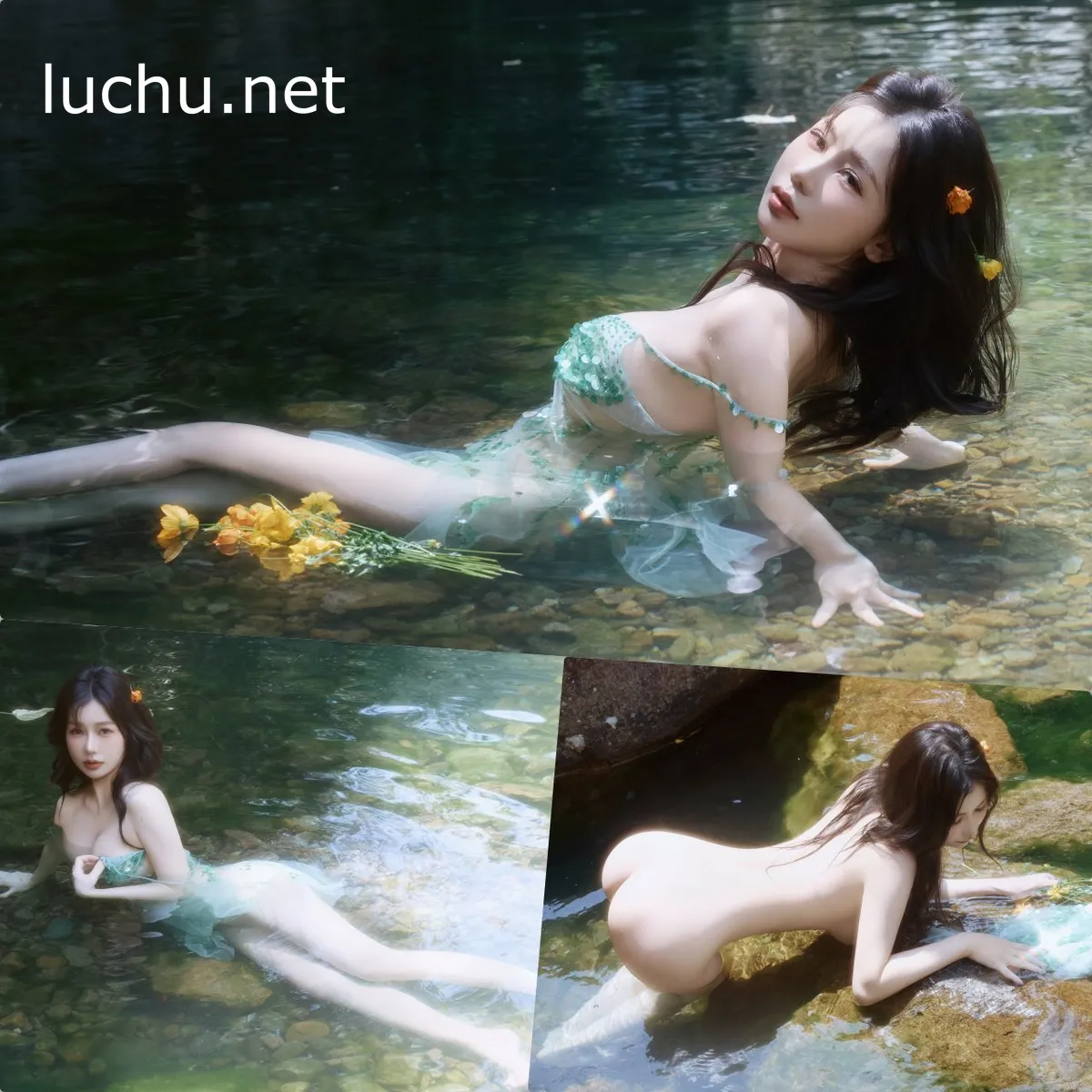 秀人网@尹甜甜 户外小溪边大尺度露点写真 无水印版73P (1.61G)