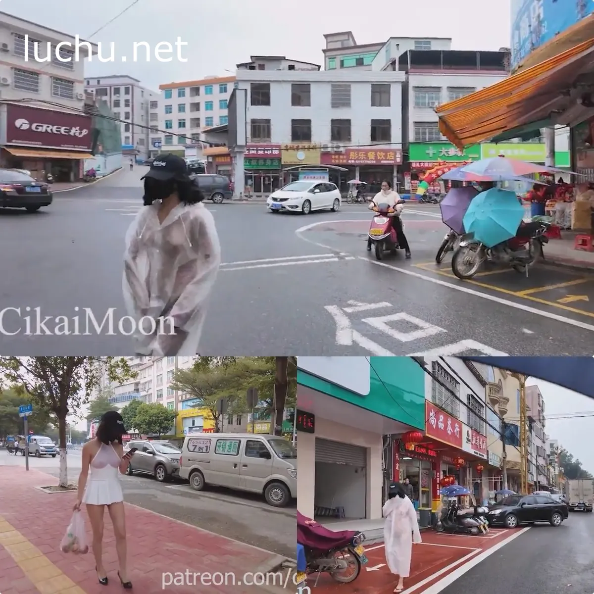 Cikaimoon和LiWaynix 透明雨衣街道露出裸行 户外裸体骑摩托 [6V/1.17GB]