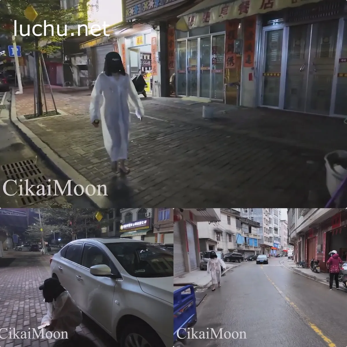 Cikaimoon和LiWaynix 透明雨衣街道露出裸行 户外裸体骑摩托 [6V/1.17GB]